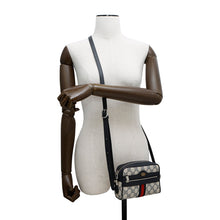将图像加载到图库查看器中，GUCCI Ophidia GG Supreme Mini Shoulder Bag Beige/Navy517350 PVC Leather
