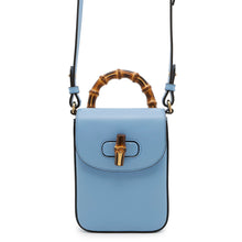 将图像加载到图库查看器中，GUCCI 3WAYShoulder Bag Light Blue702106 Bamboo Leather

