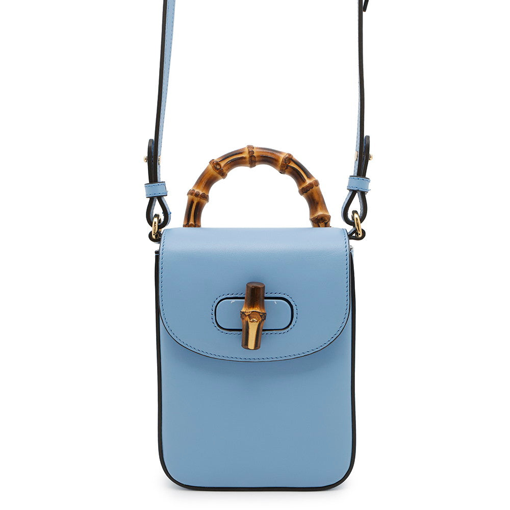 GUCCI 3WAYShoulder Bag Light Blue702106 Bamboo Leather