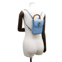 将图像加载到图库查看器中，GUCCI 3WAYShoulder Bag Light Blue702106 Bamboo Leather

