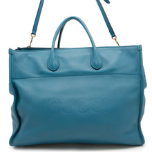将图像加载到图库查看器中，GUCCI Logo Large Tote Bag Light Blue674837 Leather
