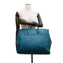 将图像加载到图库查看器中，GUCCI Logo Large Tote Bag Light Blue674837 Leather
