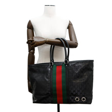 将图像加载到图库查看器中，GUCCI GG Imprime Cherie Line Tote Bag Black347987 PVC Leather
