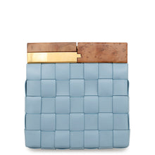 Load image into Gallery viewer, Bottega Veneta Maxi INTRECCIATO BV Snap Clutch Bag Ice blue647747 Leather Wood
