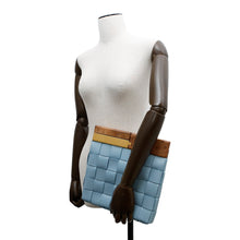Load image into Gallery viewer, Bottega Veneta Maxi INTRECCIATO BV Snap Clutch Bag Ice blue647747 Leather Wood
