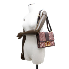 将图像加载到图库查看器中，Dior Oblique Montaigne Shoulder Bag Bordeaux Canvas Leather
