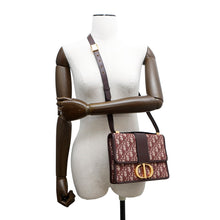 将图像加载到图库查看器中，Dior Oblique Montaigne Shoulder Bag Bordeaux Canvas Leather

