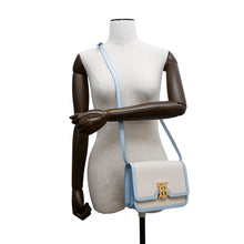 将图像加载到图库查看器中，BURBERRY TB logo Shoulder Bag Beige/Light Blue Canvas Leather
