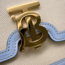 将图像加载到图库查看器中，BURBERRY TB logo Shoulder Bag Beige/Light Blue Canvas Leather
