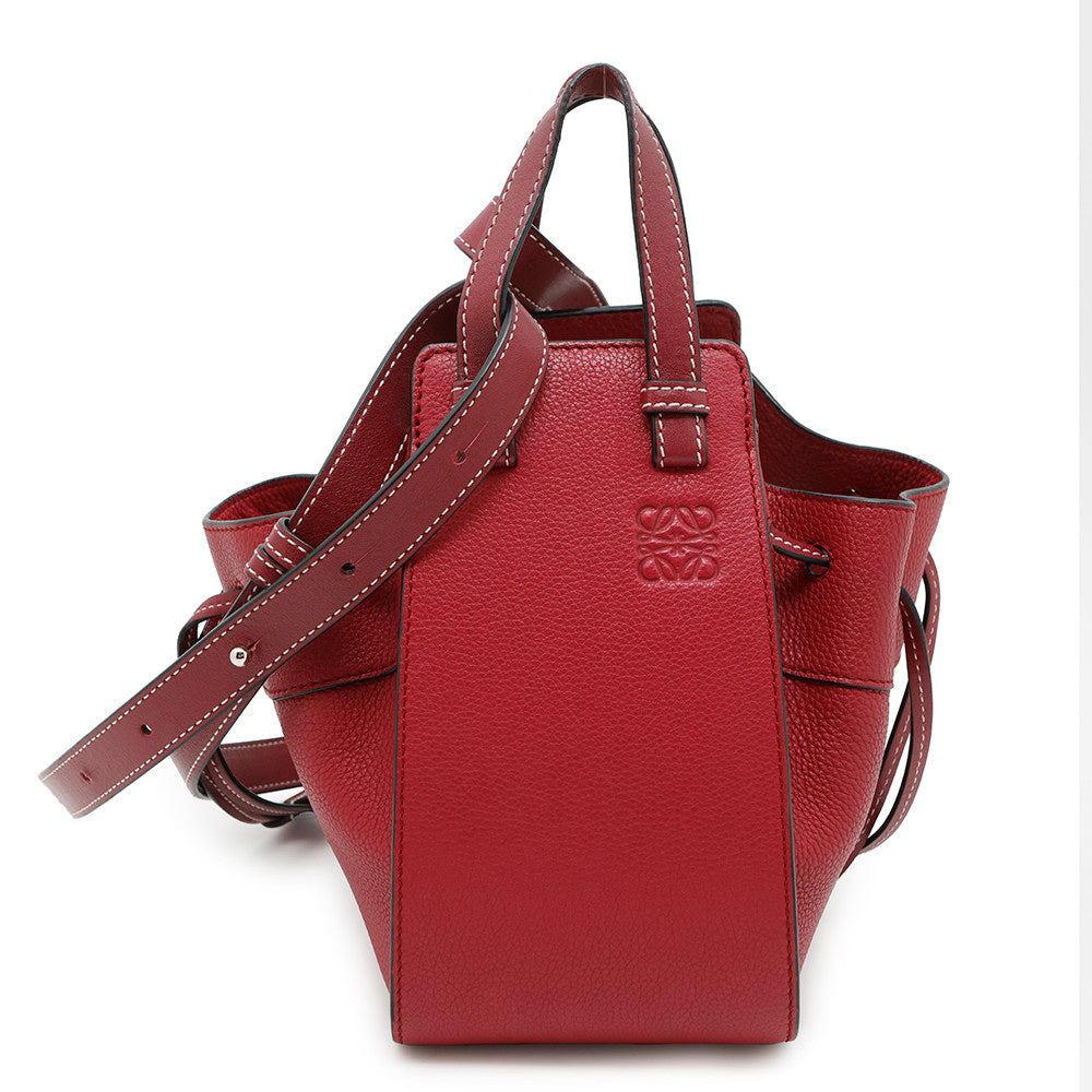 LOEWE Hammock Drawstring Shoulder Bag Raspberry314.12.V07 Leather Size Mini