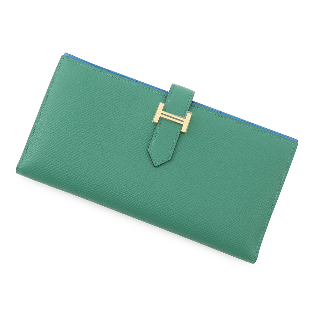 HERMES Bearnsfre Verso Vert Jade/Blue Zanzibar Epsom