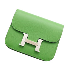 Load image into Gallery viewer, HERMES Constance slim wallet Vert Yucca/Mauve Pale Evercolor
