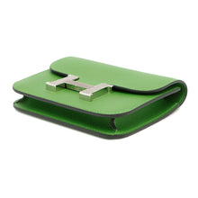 Load image into Gallery viewer, HERMES Constance slim wallet Vert Yucca/Mauve Pale Evercolor
