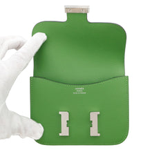 Load image into Gallery viewer, HERMES Constance slim wallet Vert Yucca/Mauve Pale Evercolor
