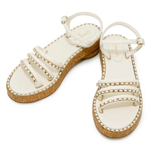 Load image into Gallery viewer, CHANEL CC Logo ChainStrap Sandals WhiteG35779 Leather cork Size 38C
