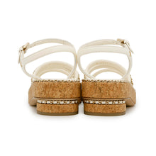 Load image into Gallery viewer, CHANEL CC Logo ChainStrap Sandals WhiteG35779 Leather cork Size 38C
