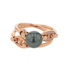 将图像加载到图库查看器中，HERMES Albertine Chaine d&#39;Ancre Double Ring Size 51/#11 18K Pink Gold
