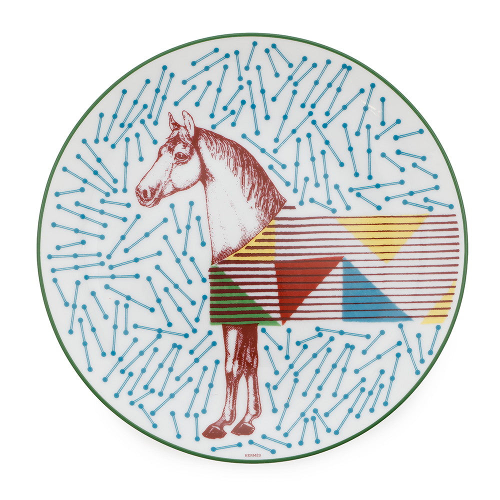 HERMES Dessert Plate HERMES Hippomobile No.4 Multicolor Porcelain