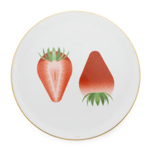 Load image into Gallery viewer, HERMES Dessert Plate Kaorumi Strawberry White/Red Porcelain
