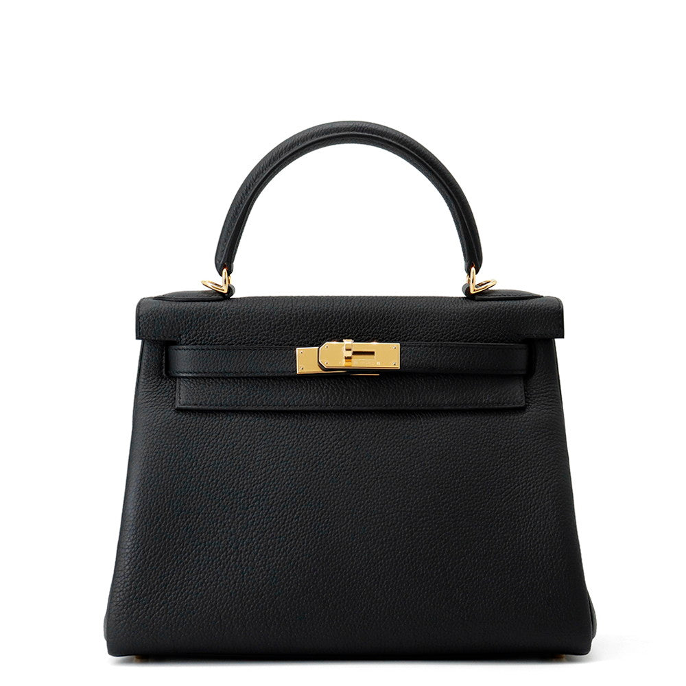 HERMES Kelly Retourne Black Togo Leather Size 28