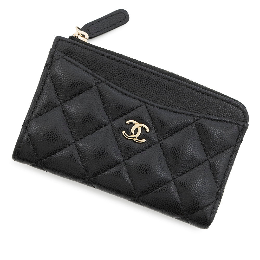 CHANEL Matelasse Fragment Card Case BlackAP3179 Caviar Leather