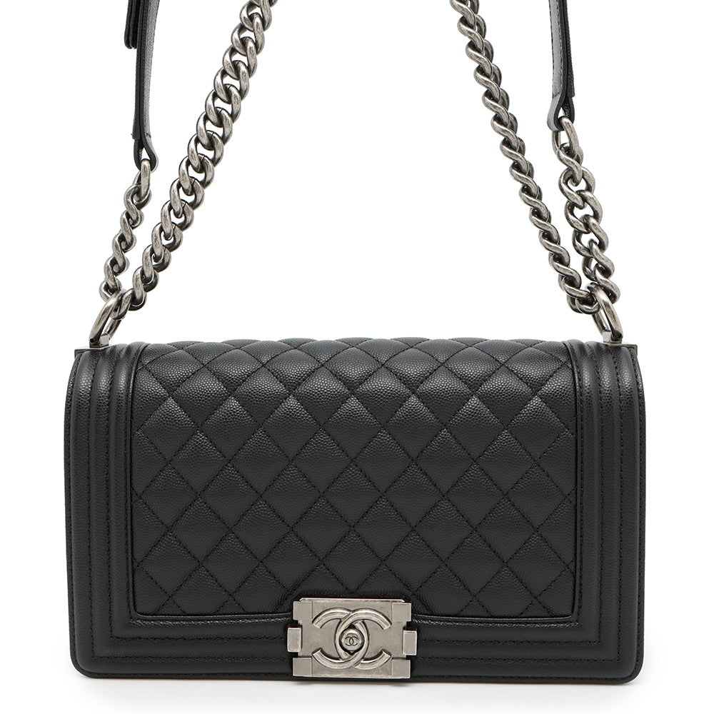CHANEL Boy Chanel BlackA67086 Caviar Leather Size 25