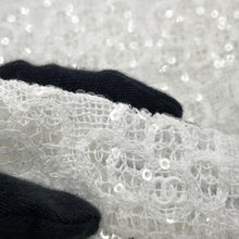 将图像加载到图库查看器中，CHANEL Camellia Ribbon Lace Skirt Size 36 White/BlackP77294 Cotton100% Sequins
