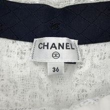将图像加载到图库查看器中，CHANEL Camellia Ribbon Lace Skirt Size 36 White/BlackP77294 Cotton100% Sequins
