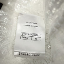 将图像加载到图库查看器中，CHANEL Camellia Ribbon Lace Skirt Size 36 White/BlackP77294 Cotton100% Sequins
