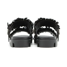 Load image into Gallery viewer, Christian Louboutin Flora Cool Flat Sandals Black3240159 Nappa Suede Rhinestone Size 38.5
