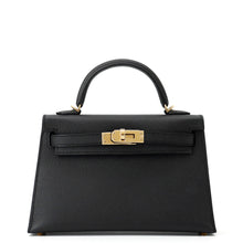 将图像加载到图库查看器中，HERMES Mini Kelly 2 Black Epsom
