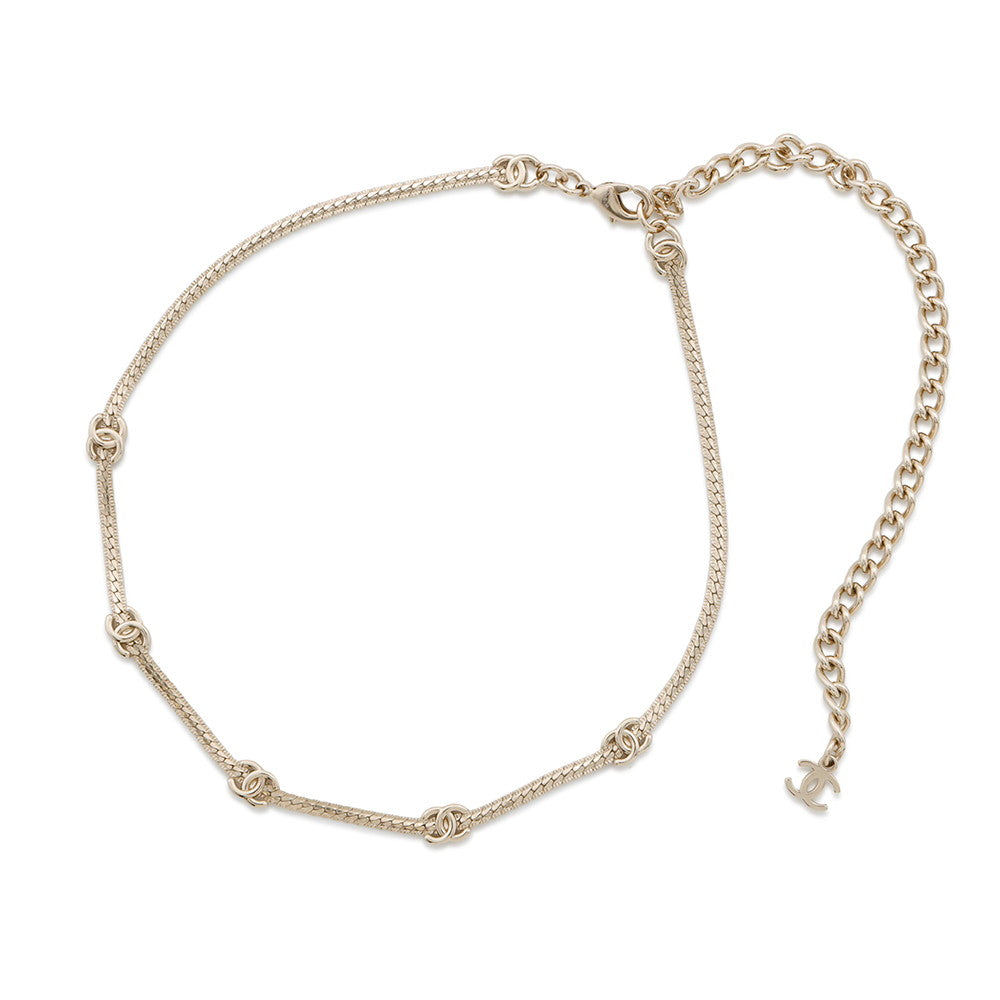 CHANEL CC Logo Choker NecklaceABE255 Gold Plated