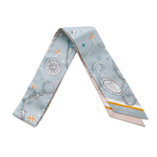 Load image into Gallery viewer, HERMES Twilly C&#39;est la Fête Blue Gacier/Rose Poudre/Gray Silk100%
