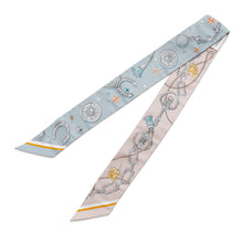 Load image into Gallery viewer, HERMES Twilly C&#39;est la Fête Blue Gacier/Rose Poudre/Gray Silk100%
