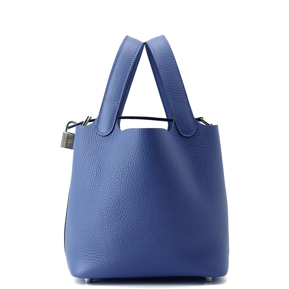 HERMES Picotin Lock Blue Tie Taurillon Clemence Size PM