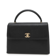 将图像加载到图库查看器中，CHANEL CC Logo Top Handle Bag Black Caviar Leather
