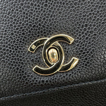 将图像加载到图库查看器中，CHANEL CC Logo Top Handle Bag Black Caviar Leather
