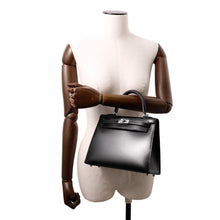 Load image into Gallery viewer, HERMES Kelly Sellier Black Box Calf Leather Size 25
