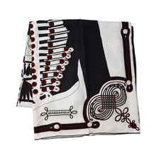 将图像加载到图库查看器中，HERMES Stole Brandenburg cylindrical White/Black/Red Silk 100%
