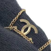 Load image into Gallery viewer, CHANEL Camellia CC Logo Chain Brooch Black Gold Plated Enamel
