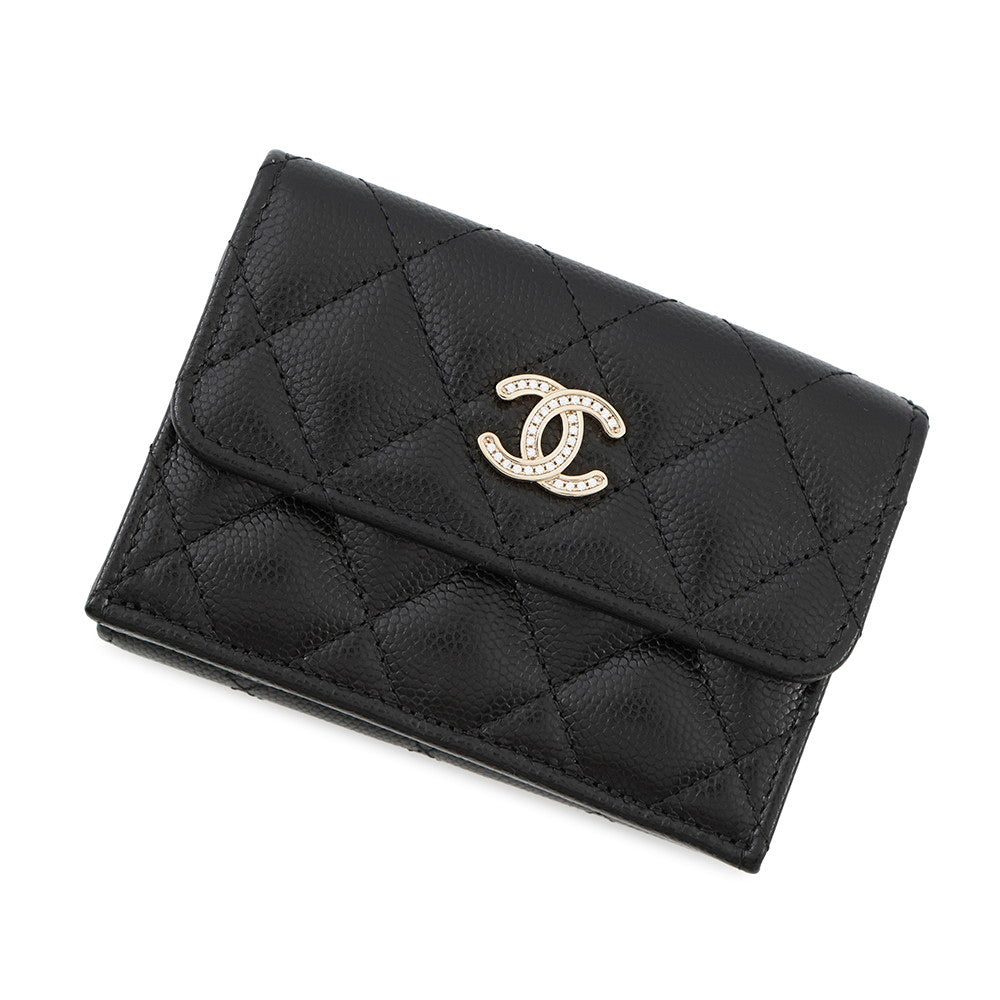 CHANEL Matelasse Tri-fold Wallet BlackAP3518 Caviar Leather