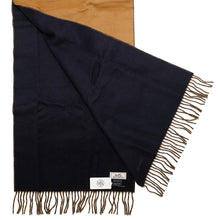 Load image into Gallery viewer, HERMES Cashmere Scarf &quot;Rectoverso&quot; Camel / Marine Cashmere100%
