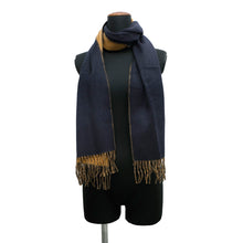 Load image into Gallery viewer, HERMES Cashmere Scarf &quot;Rectoverso&quot; Camel / Marine Cashmere100%
