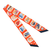 Load image into Gallery viewer, HERMES Twilly HERMES Story HERMES STORY Orange/Blue/Rose Silk100%
