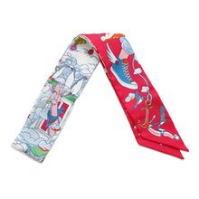 Load image into Gallery viewer, HERMES Twilly my clouds Sur Mon Nuage Fuchsia/Blue/Multicolor Silk100%
