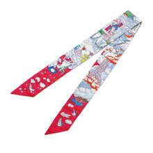 Load image into Gallery viewer, HERMES Twilly my clouds Sur Mon Nuage Fuchsia/Blue/Multicolor Silk100%
