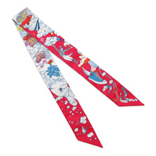 Load image into Gallery viewer, HERMES Twilly my clouds Sur Mon Nuage Fuchsia/Blue/Multicolor Silk100%
