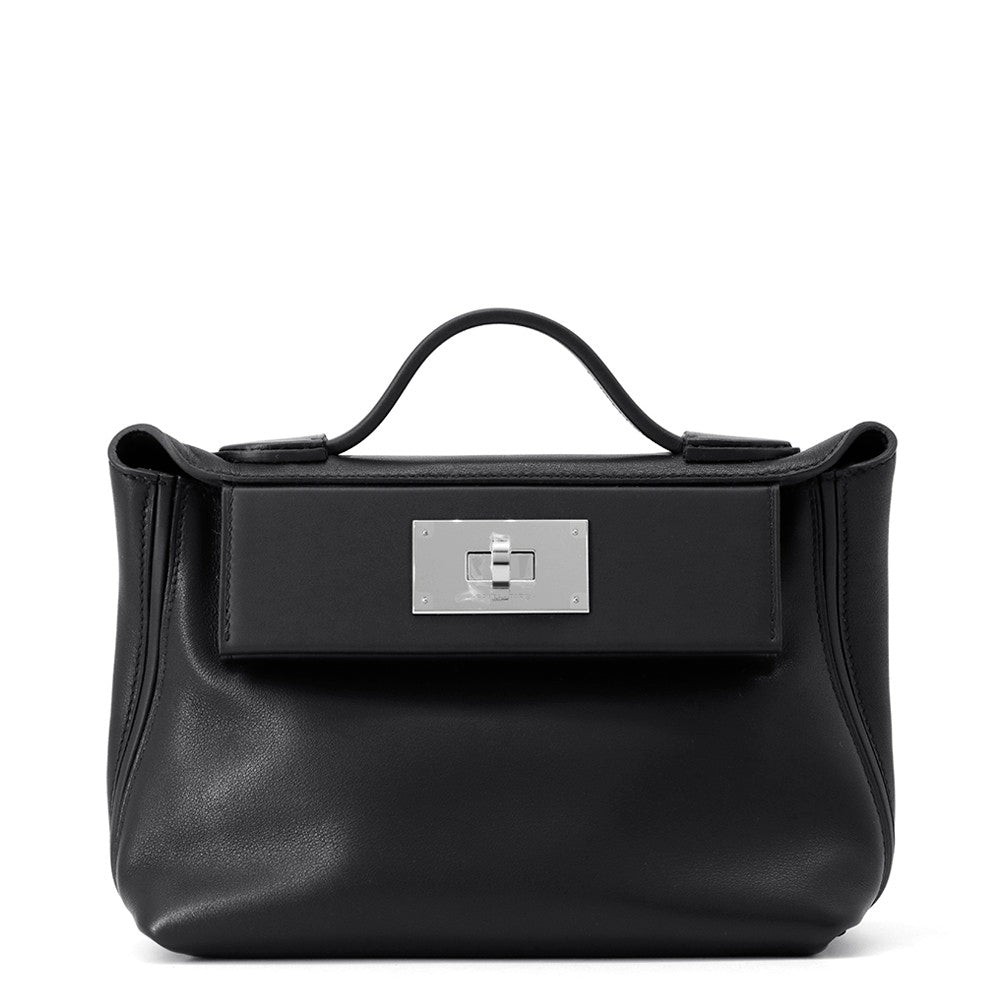 HERMES 24/24 Sac Van Quatre Black Volupt Swift Leather Size Mini