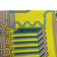 Load image into Gallery viewer, HERMES Twilly La Maison Des Carres Maison des Carres Jaune Vif/Blue Roy/Turquoise Silk
