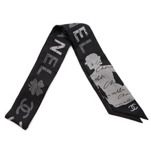 Load image into Gallery viewer, CHANEL Chanel logo scarf Black/Gray Silk100%
